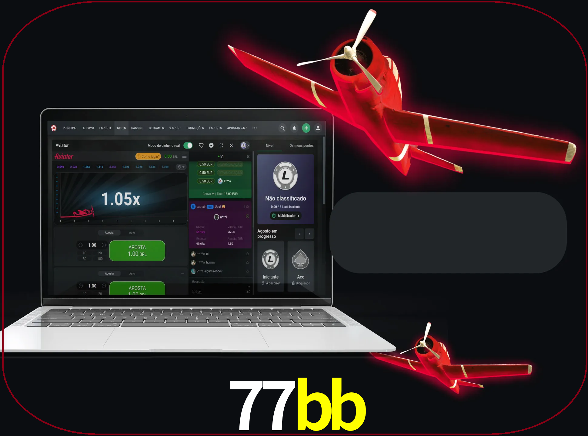 Observe o avião voando e as chances aumentando.