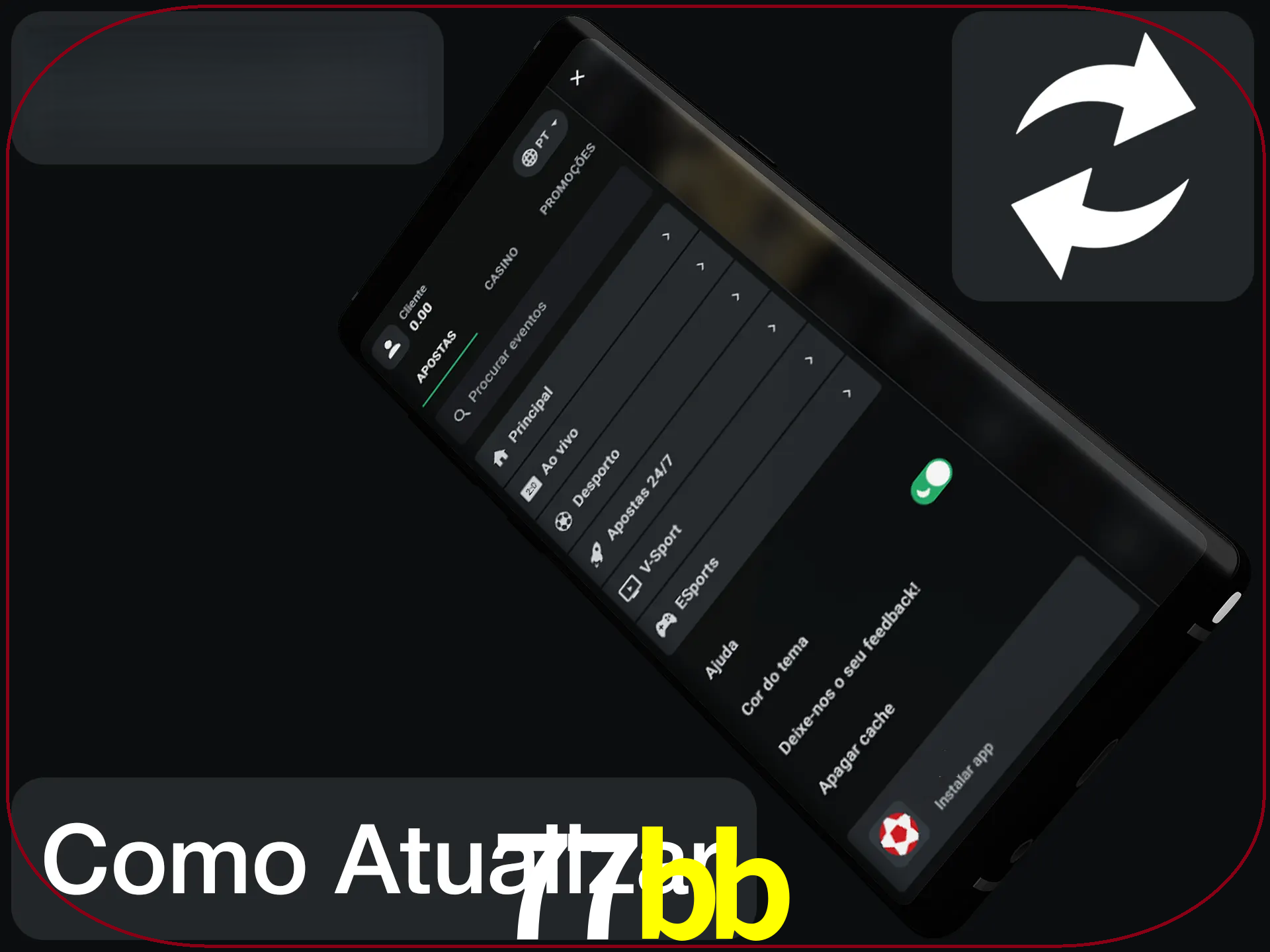 O aplicativo é atualizado automaticamente quando você faz o login.