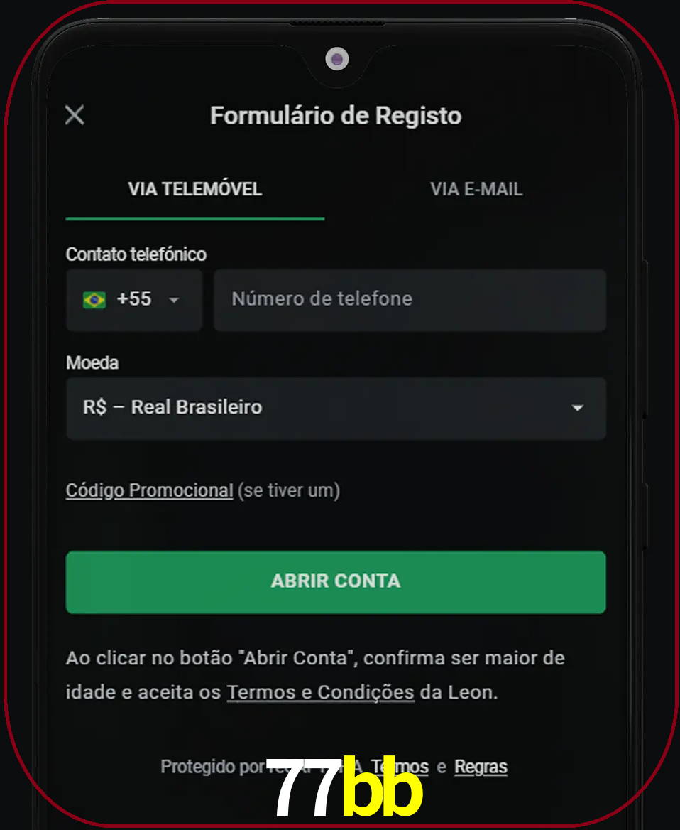 Abra o aplicativo e inicie o processo de registro.