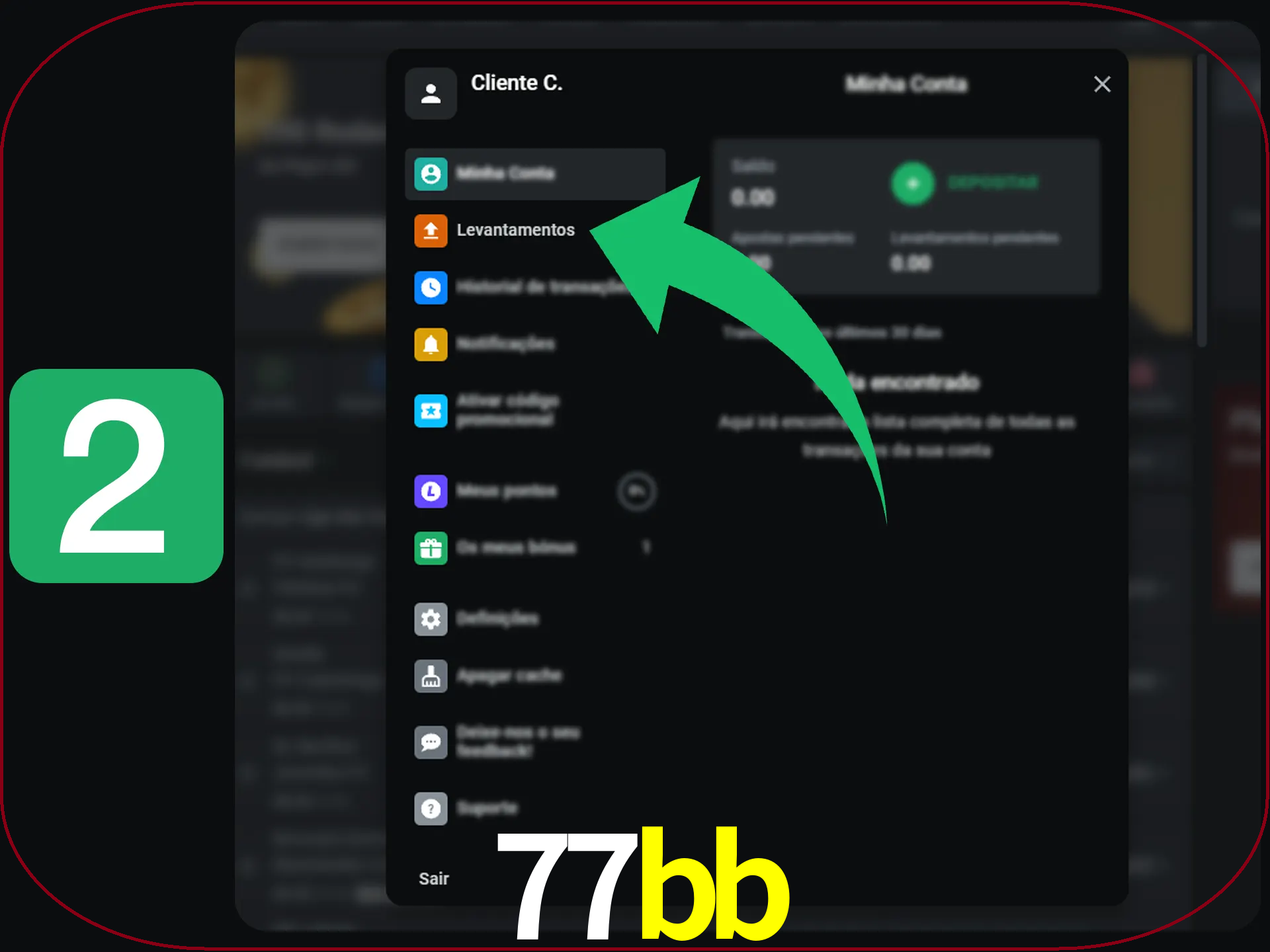 Entre na janela de perfil.